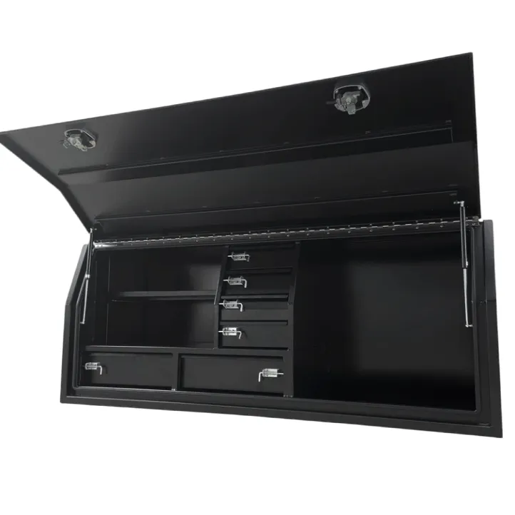 Flacher Werkzeugkasten aus Aluminium mit seitlicher Öffnung