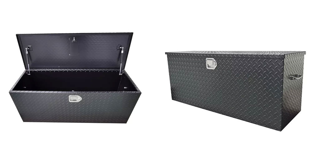 Von oben zu öffnende LKW-Werkzeugkästen mit Black-Power-Sprühfunktion Von oben zu öffnende LKW-Werkzeugkästen mit Black-Power-Sprühfunktion